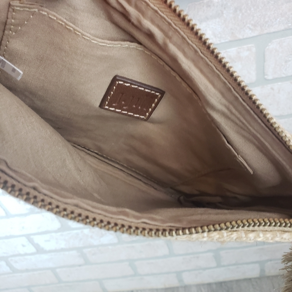 J.JILL Jute Wristlet Clutch with Tassel Striped Multi Color - Picture 2 of 5